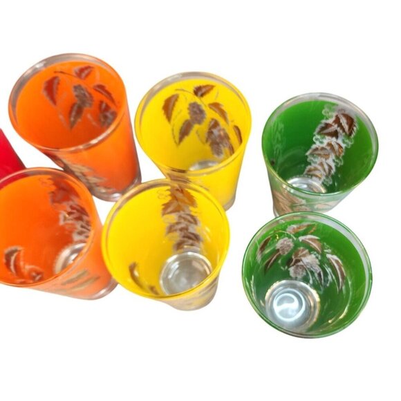Vintage Libbey Grape Leaf Glasses Set of 7 | Gold Leaf Barware | 1950s–60s Multi - Picture 5 of 12